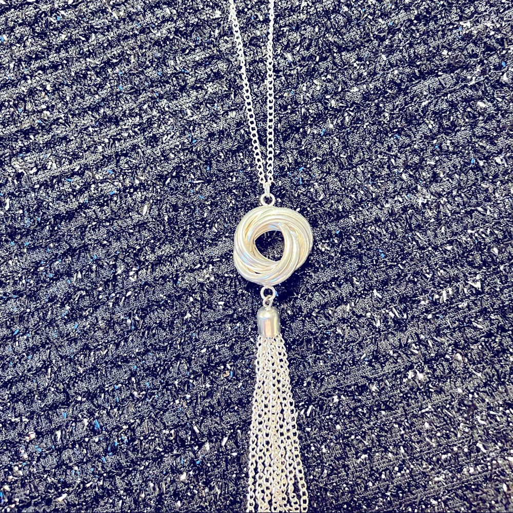 Long silver necklace